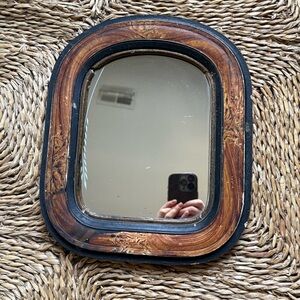 Vintage Antique 1800s Brown and Black Arched Wall Mirror